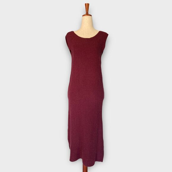 Max Studio Crochet Knit Sleeveless Midi Dress Women's Size Small Burgundy Maroon - Picture 3 of 10